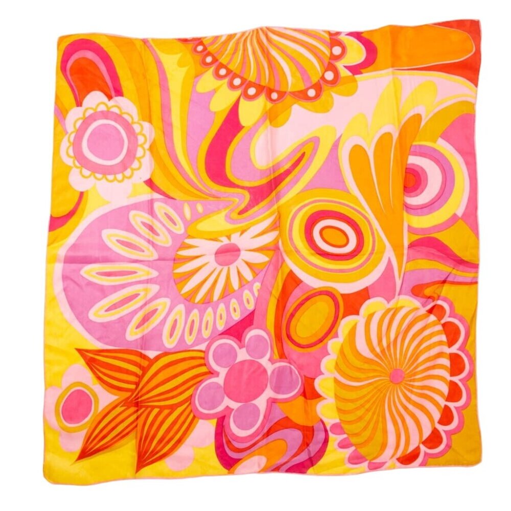 Vintage Groovy Swirls Flower Power Scarf Accessory WASHING